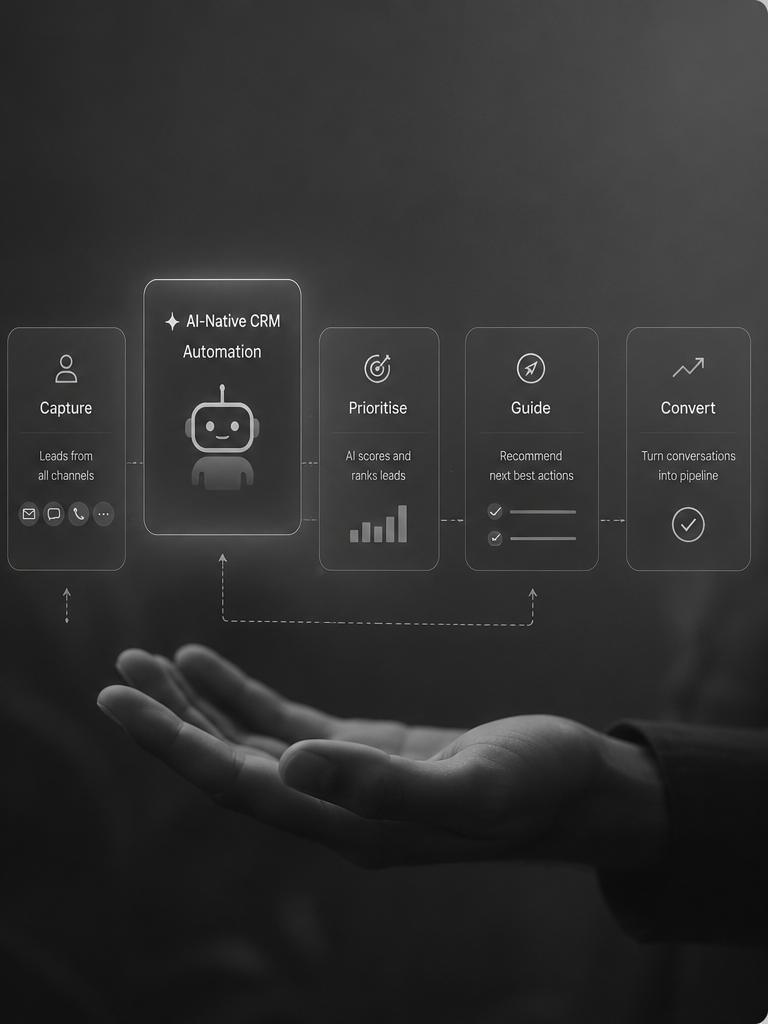 AI interface over an open hand
